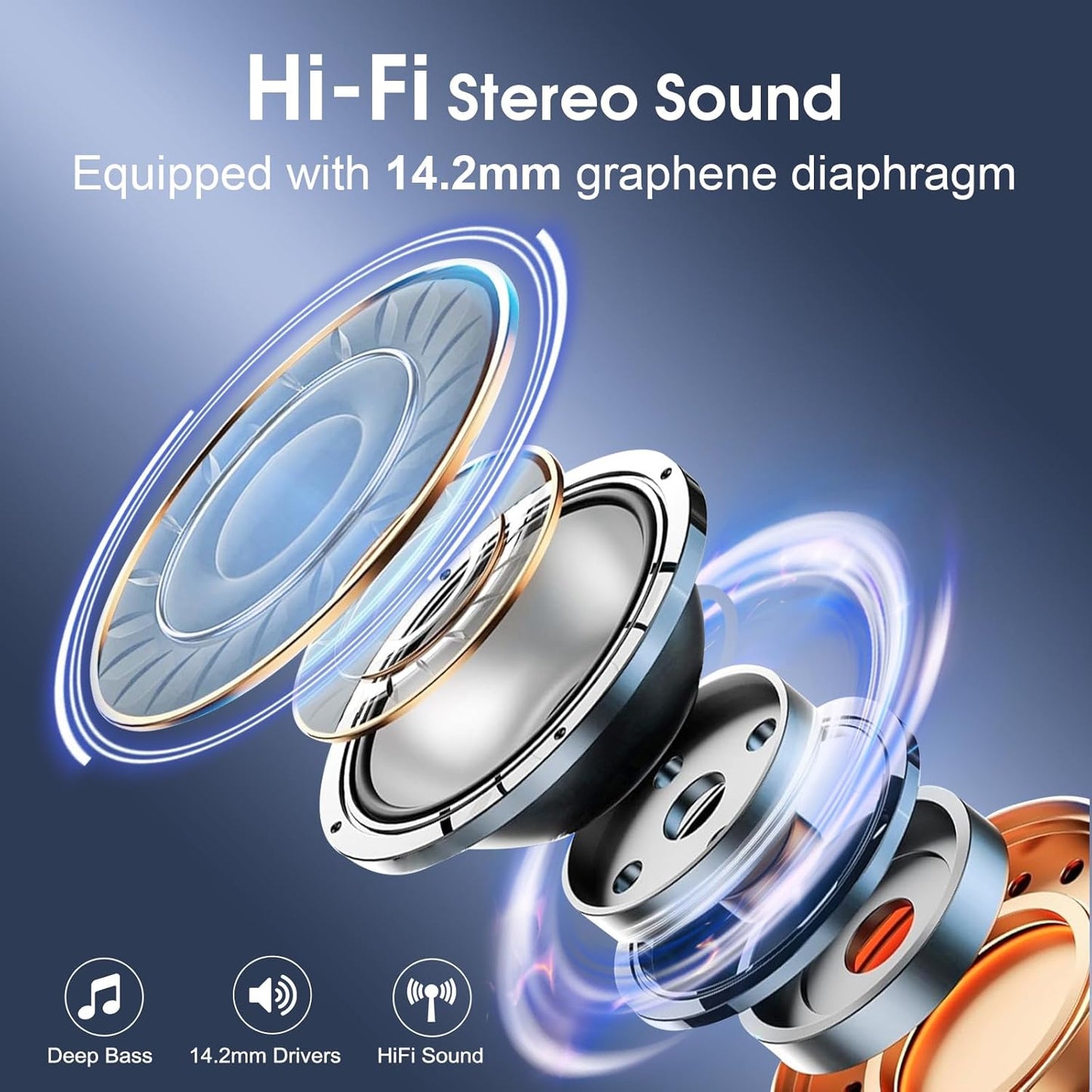 Wireless Earbuds 75hrs Bluetooth 5.4 Headphone Sport, 2026 Bluetooth E
