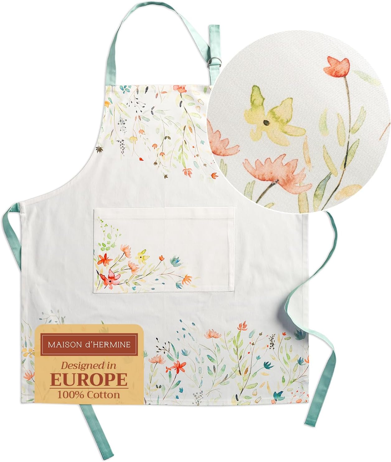 Maison d' Hermine 100% Cotton Apron for women with Pocket Kitchen Chef