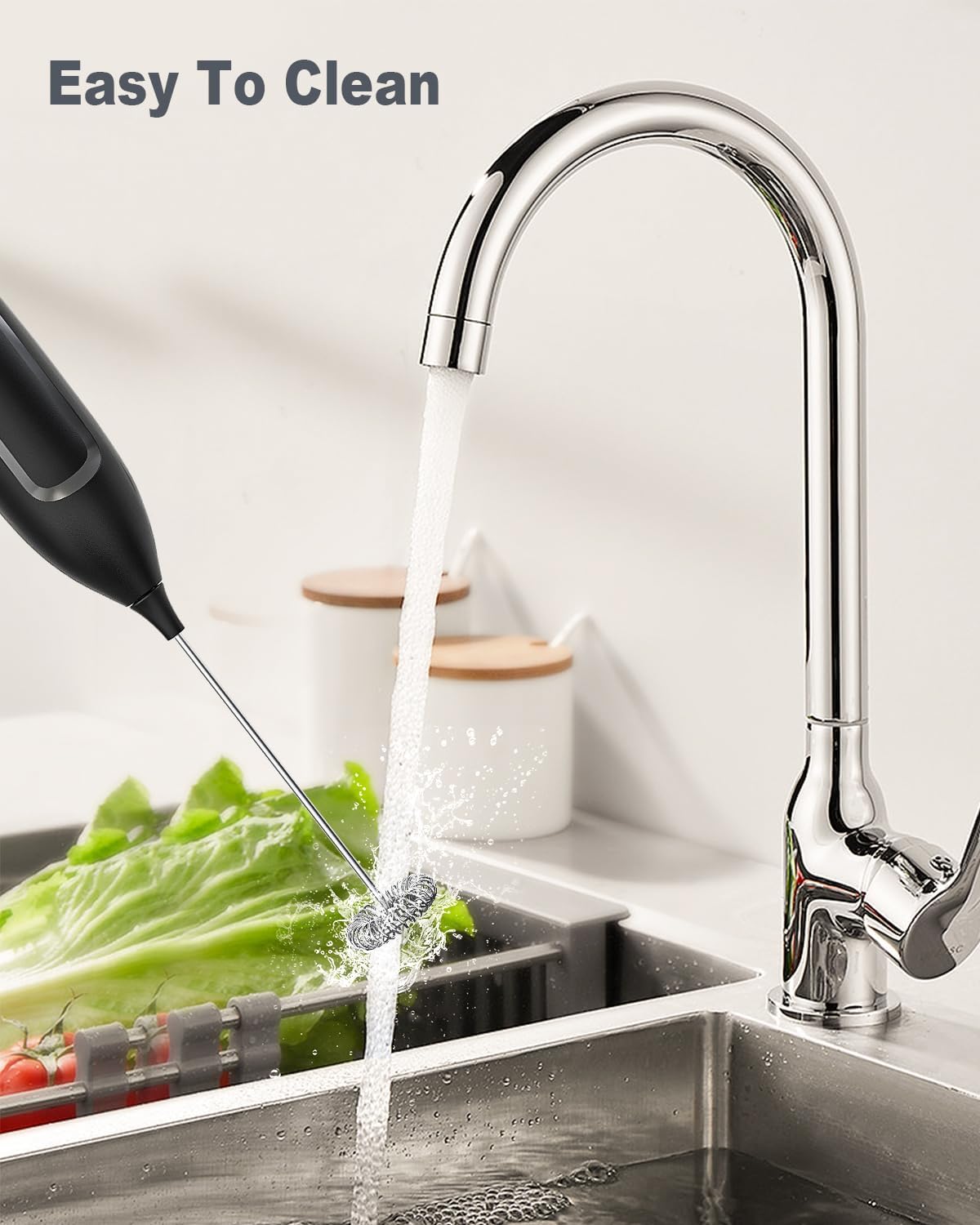 Milk Frother Handheld Battery, Electric Foam Maker Frother Wand, Drink