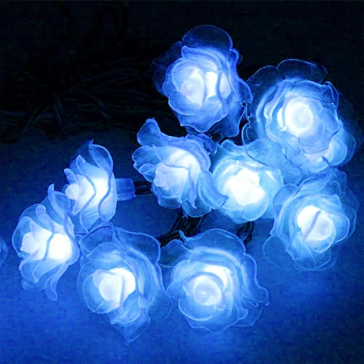 Flower String Lights, 20FT Cute Rose Flower Fairy Lights, 30 LED Solar String Lights, Waterproof Decorative Solar Lights for Garden Fence Patio Yard Lawn Flower Fairy Lights