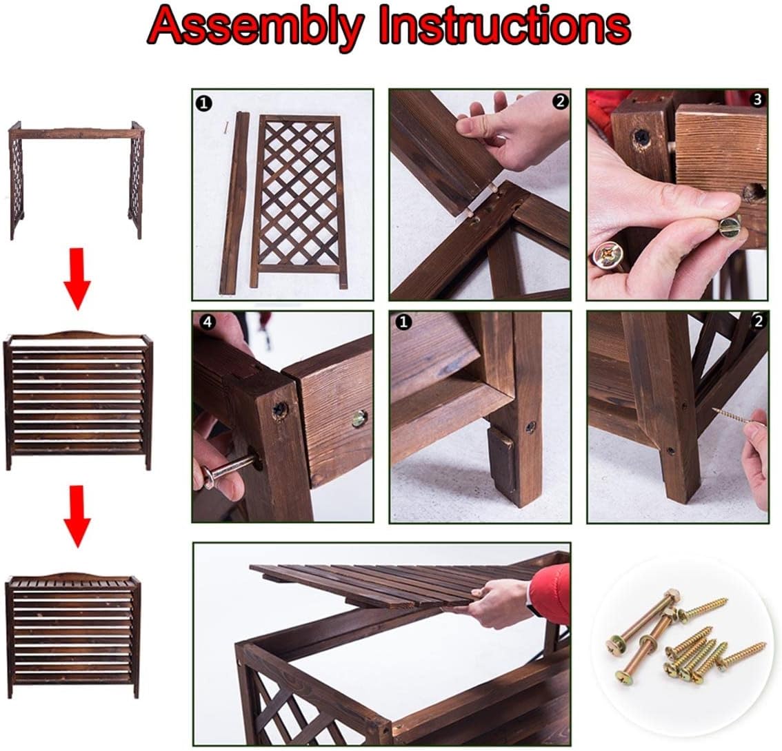 Wooden Air Conditioner Cover Plant Stand Indoor Outdoor Flower Rack for Balcony Display Anti Theft Fence Screen to Conceal Outside Unit Durable and Stylish Rack