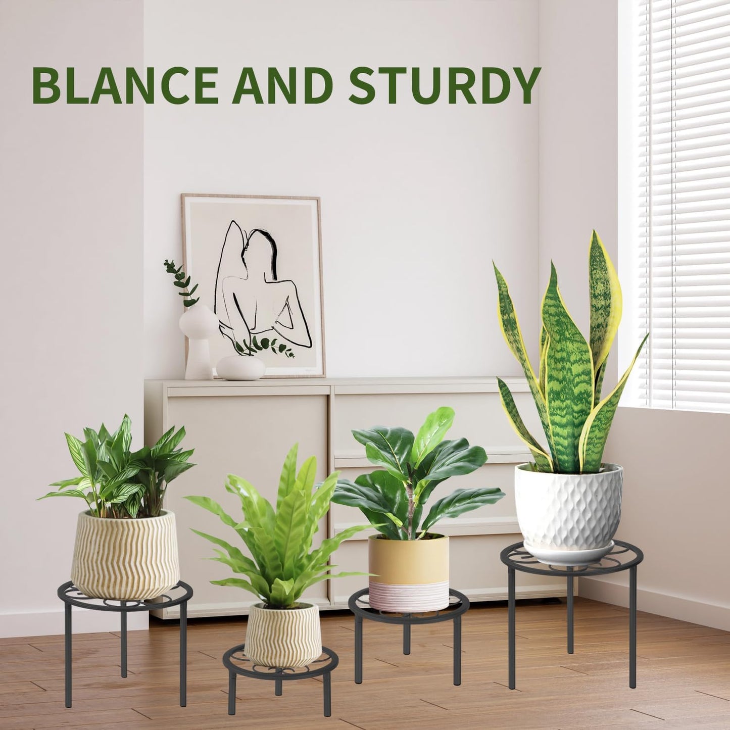 5-piece set of metal plant potted flower racks, heavy-duty flower pot 