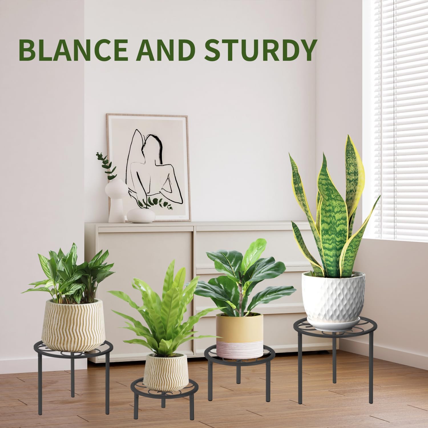 5-piece set of metal plant potted flower racks, heavy-duty flower pot 