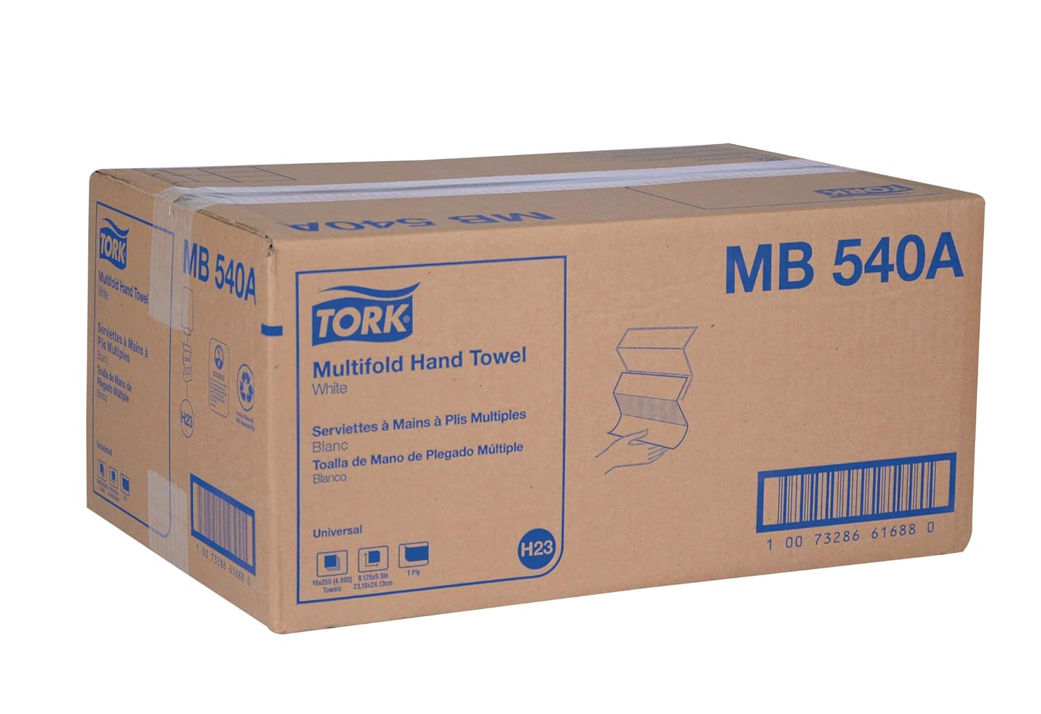 Tork Multifold Hand Towel White H2, Universal, 100% Recycled Fibers, 1