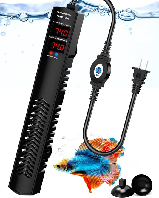 AHJ Aquarium Heater for 40-55-75 Gallon, 300W Submersible Fish Tank Wa
