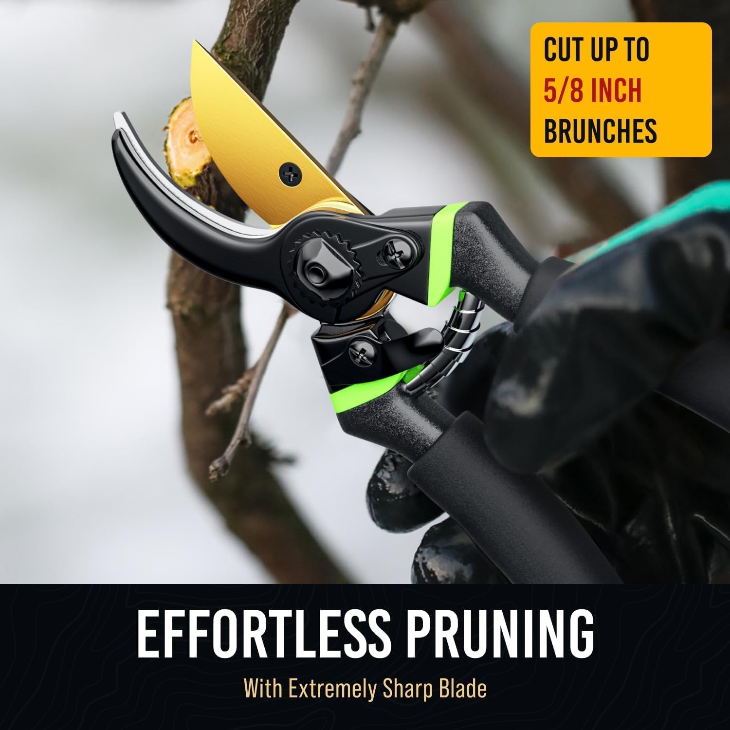 Ultra Sharp Japanese Steel Pruning Shears - Cuts 3X Easier, Weak Hand 