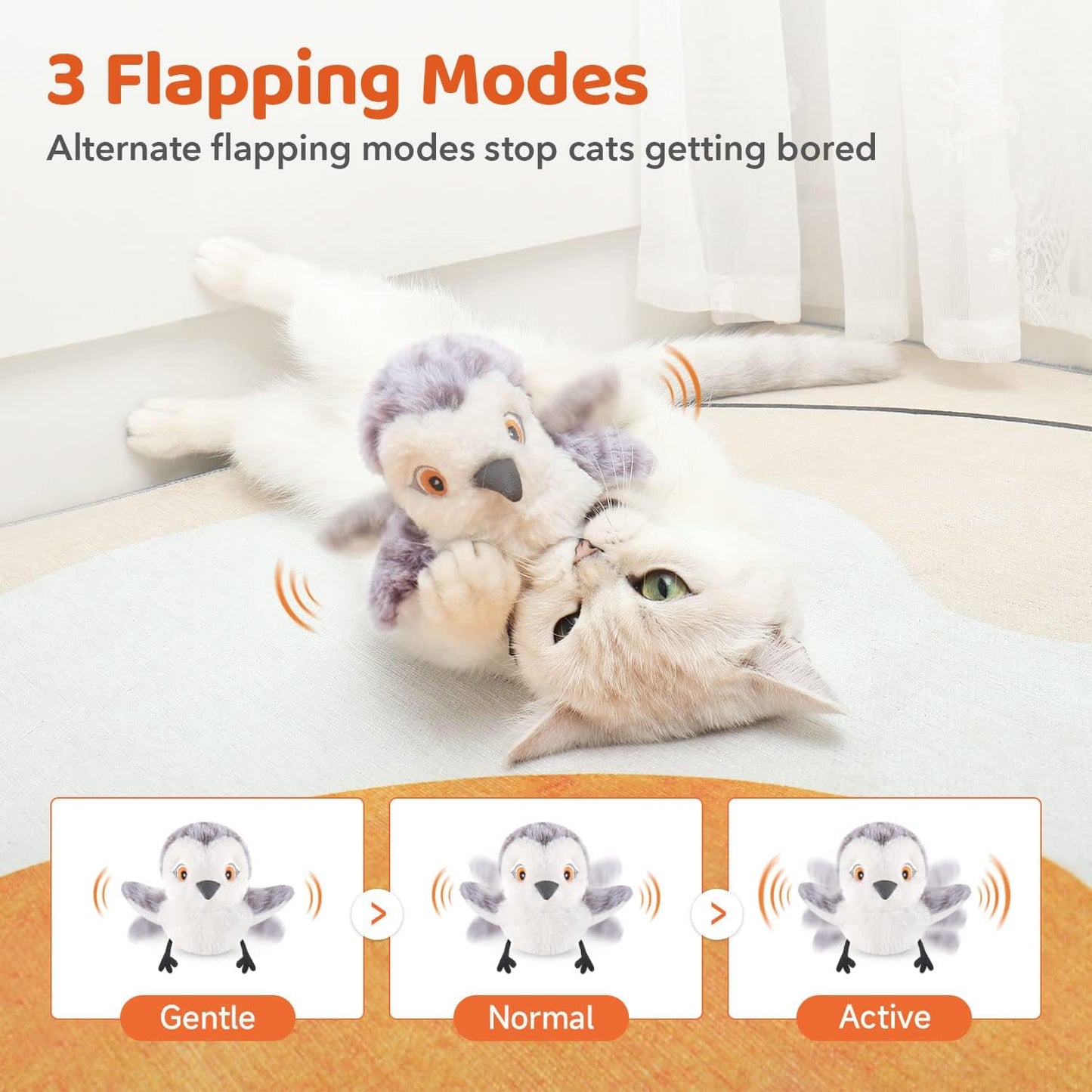 Potaroma Cat Toys Flapping Bird (No Flying), Lifelike Sandpiper Chirp 