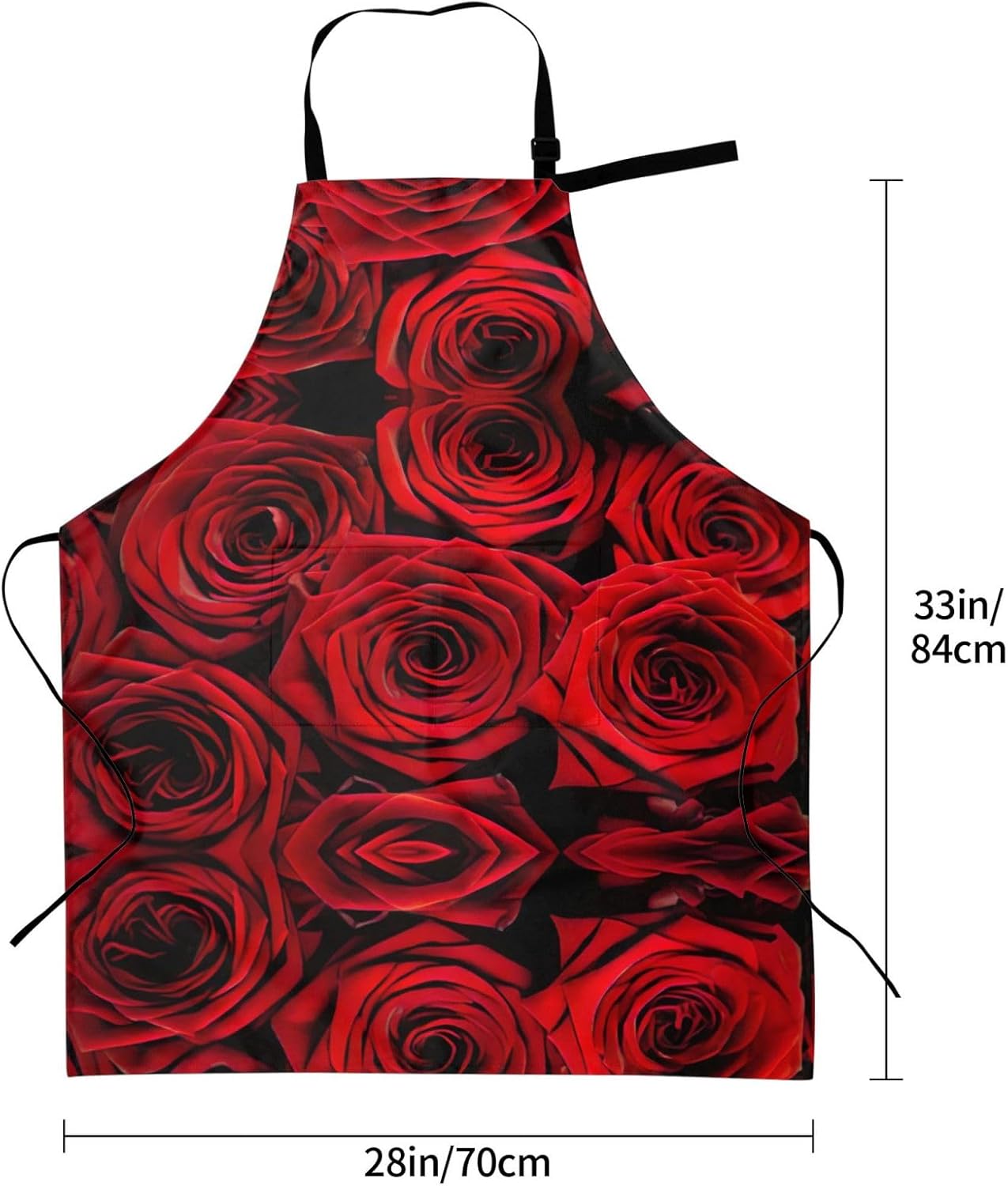 Red Rose Flower Print Laundry apron 28x33 In Waterproof Kitchen Apron 
