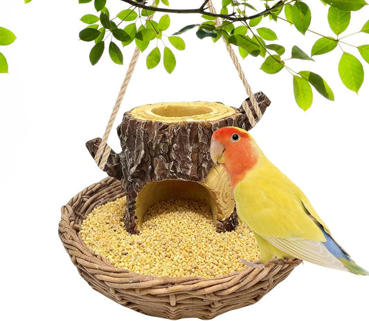 Bird Feeders Outdoors - Tree Stump Shaped Resin, Feeder Dish Medium Size, Durable Resin Material, Decorative Wildlife Attraction for Garden Backyard Patio Lawn Window Balcony Deck
