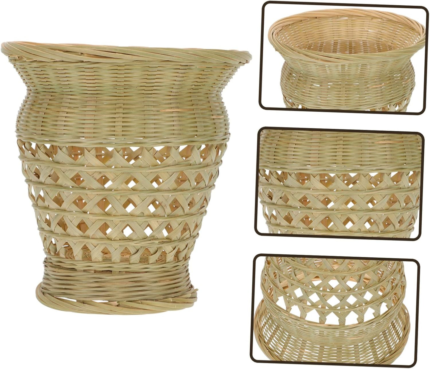 PRETYZOOM Woven Bamboo Flowerpot Natural Flowerpot for Dried Flowers C