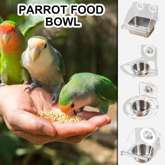 Bird Feeding Bowl Feeding Food Box Pet Parrots Cage Feeders Parrots Feeders Cage for Budgies Cockatiels Finches