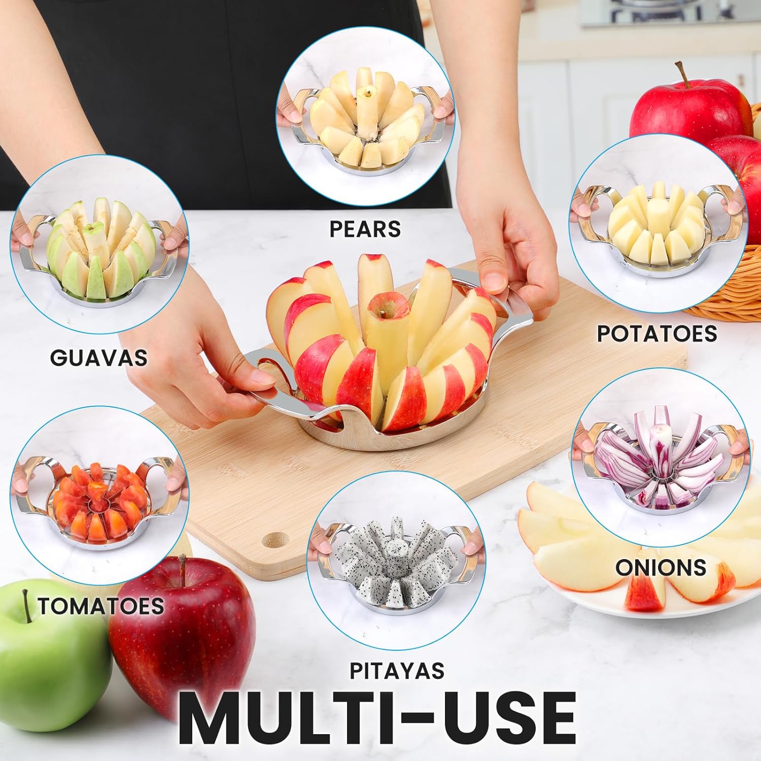 4.72 Inch Extra Large Apple Slicer with 12 Blades - Professional Heavy