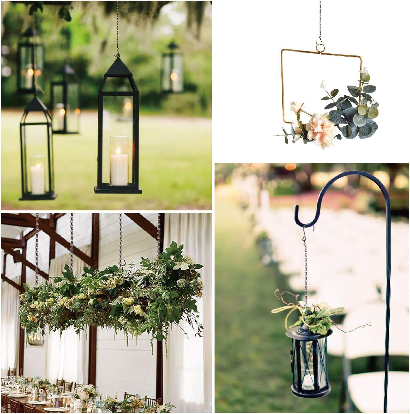 ECOOPTS 4 ft Hanging Chain Metal Hanging Hook Hanger for Plants Basket, Lanterns, Bird Feeders, Solar Lights, Ornaments, Indoor, Outdoor