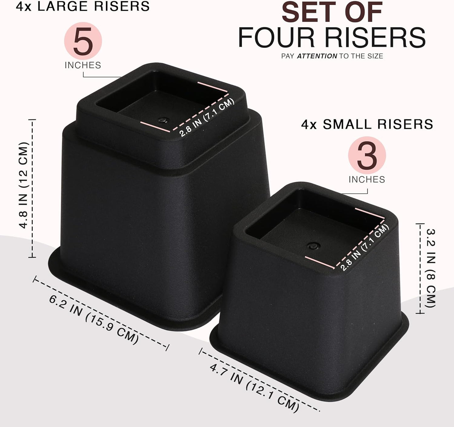 Utopia Bedding Bed Riser, 3 & 5 Inches Adjustable Furniture Risers for