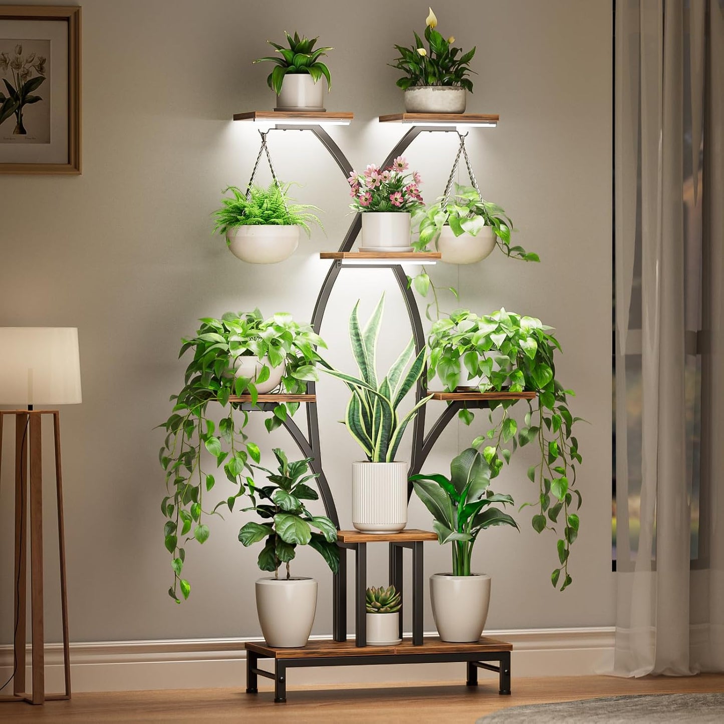 Plant Stand Indoor with Grow Lights - 7 Tiered Metal Corner Shelf for 