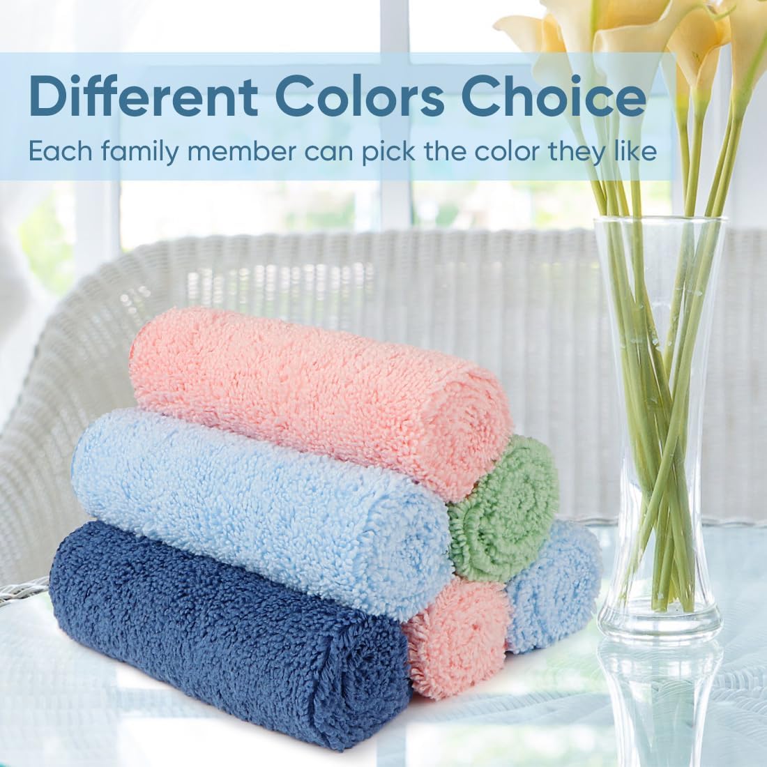 HOMEXCEL Microfiber Washcloths 12 Pack, Highly Absorbent and Soft Face