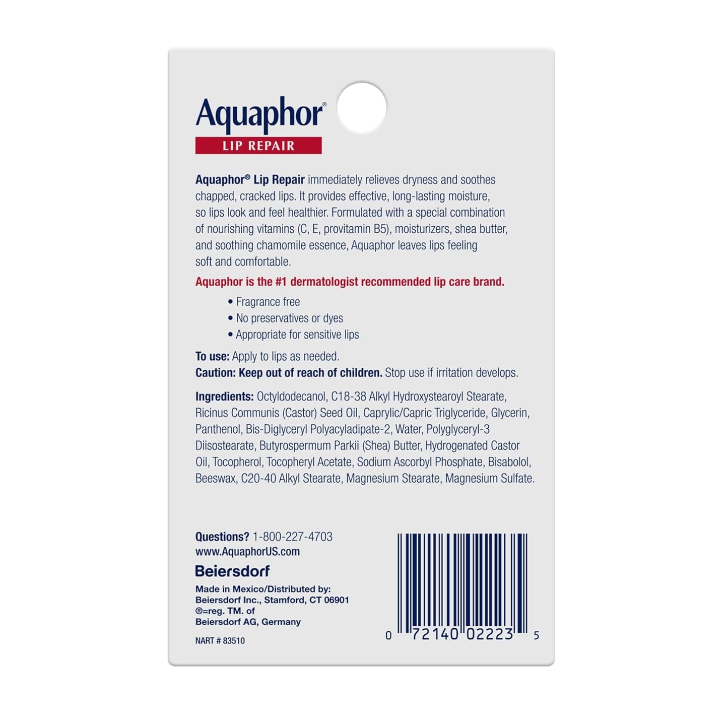Aquaphor Lip Repair Ointment, Moisturizing Lip Balm Pack, Relieves Dry