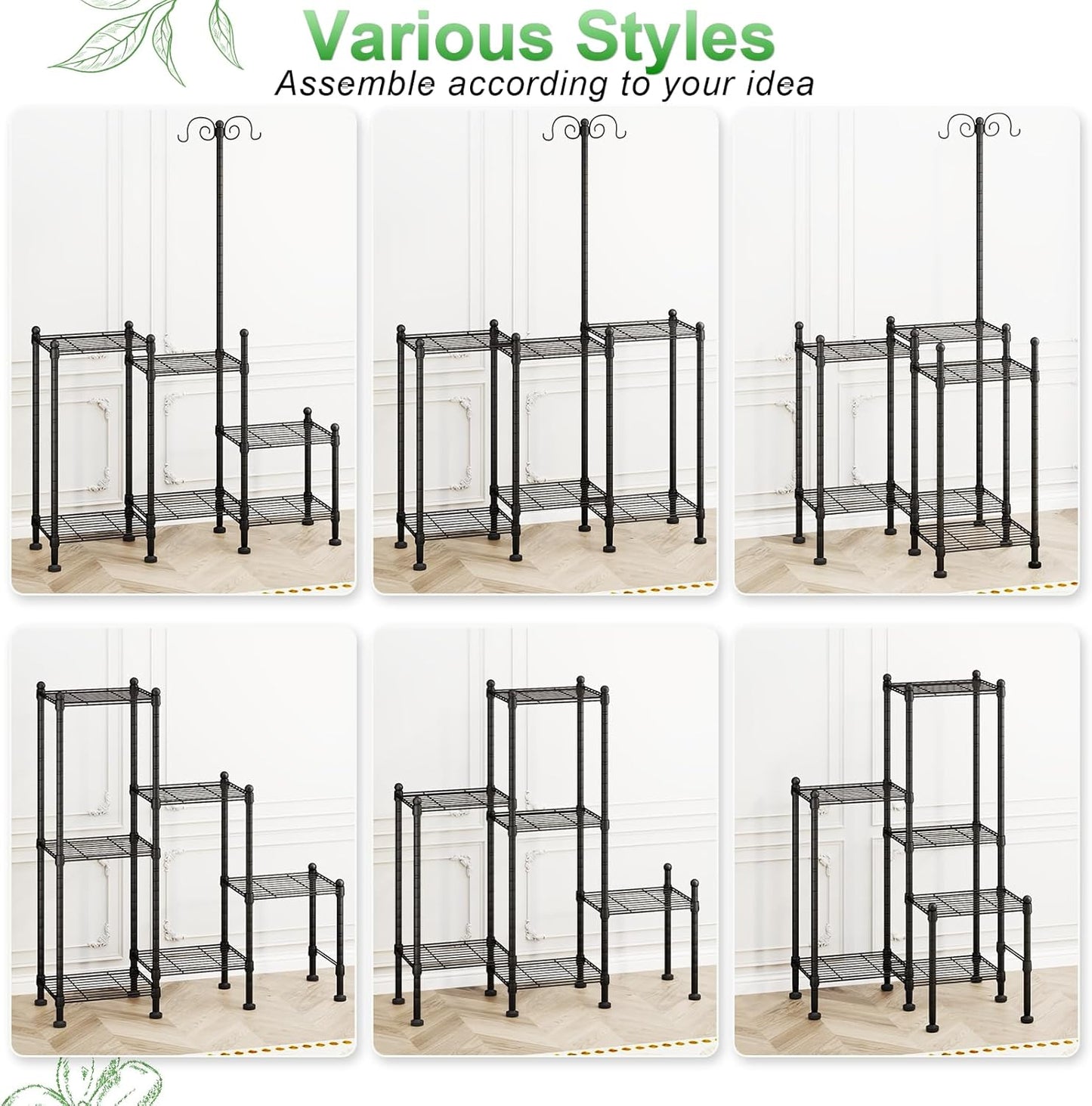 Plant Stand Indoor Outdoor, Heavy Duty Metal Waterproof 6 Tiered Plant