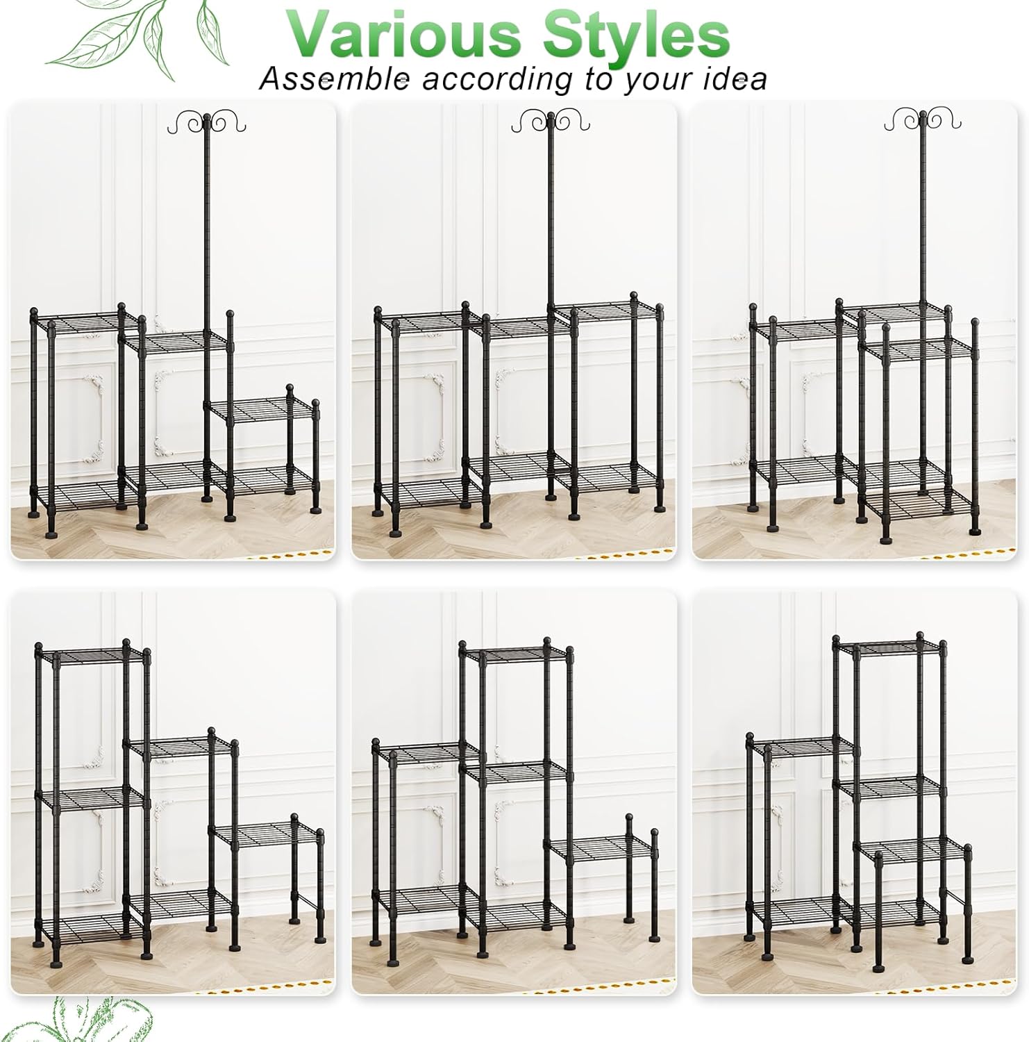 Plant Stand Indoor Outdoor, Heavy Duty Metal Waterproof 6 Tiered Plant