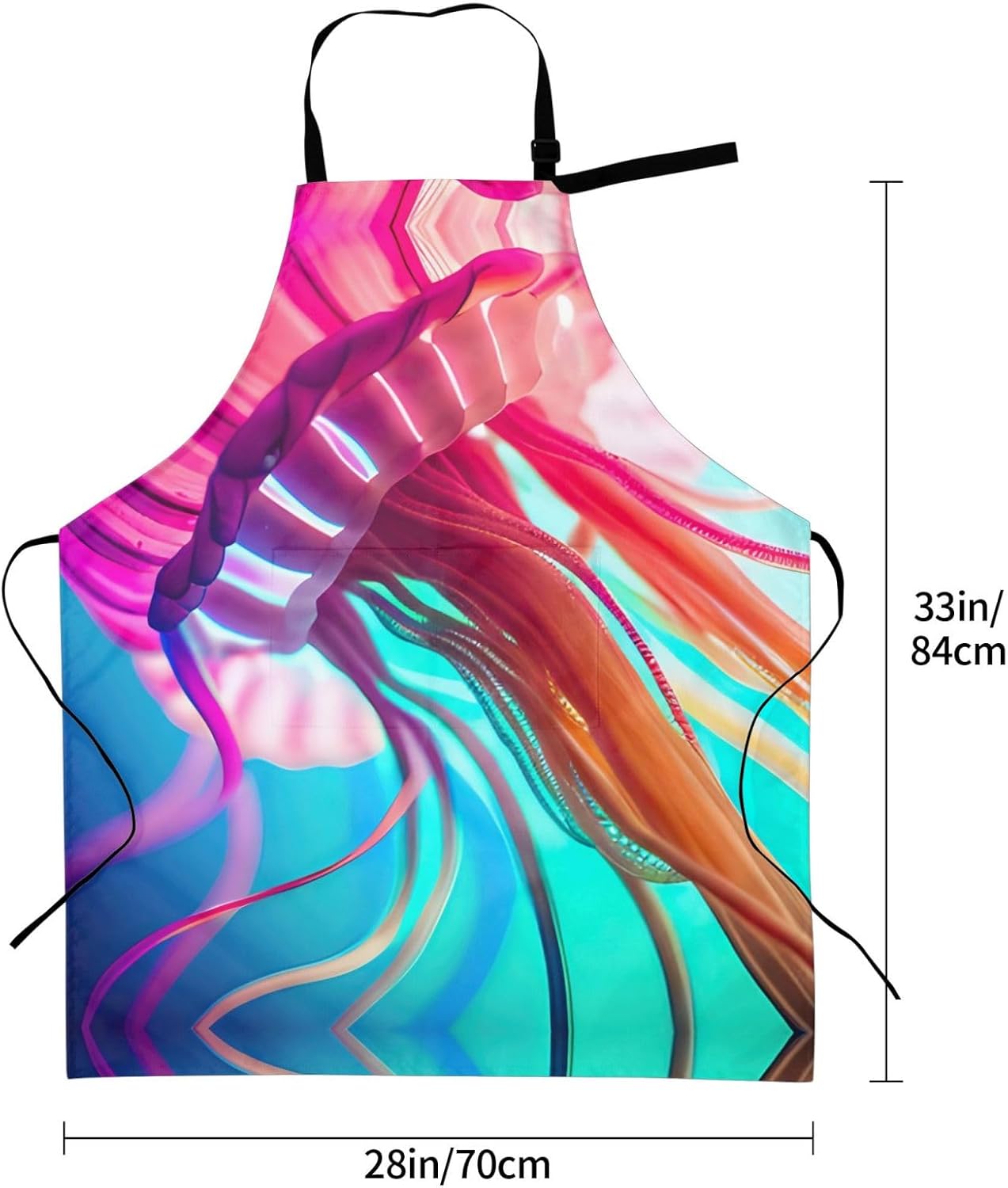 Colored jellyfish print Waterproof chef's apron with pocket apron for 