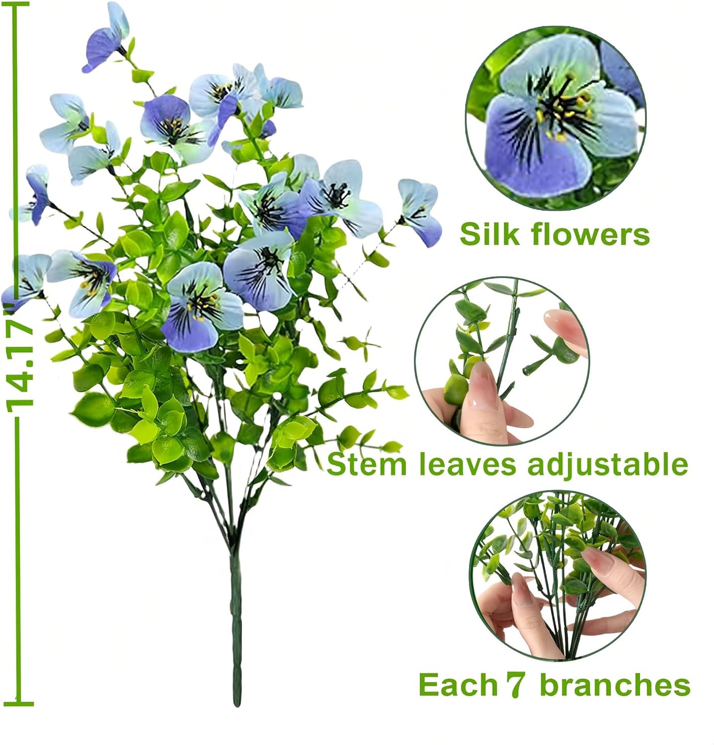 Artificial Faux Pansies Flowers Plants for Outdoor Decor, 12 Bundles Silk Pansy Fake Flowers UV Resistant for Outside Porch Garden Planters with Vibrant Colors