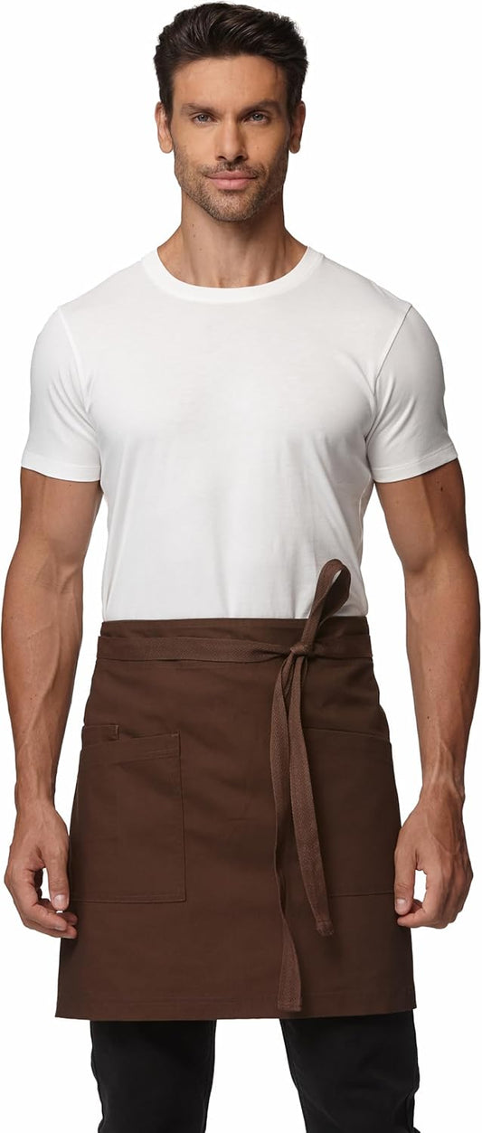 Unisex Half Bistro Apron Server Apron with Pockets Waterproof 4251BY