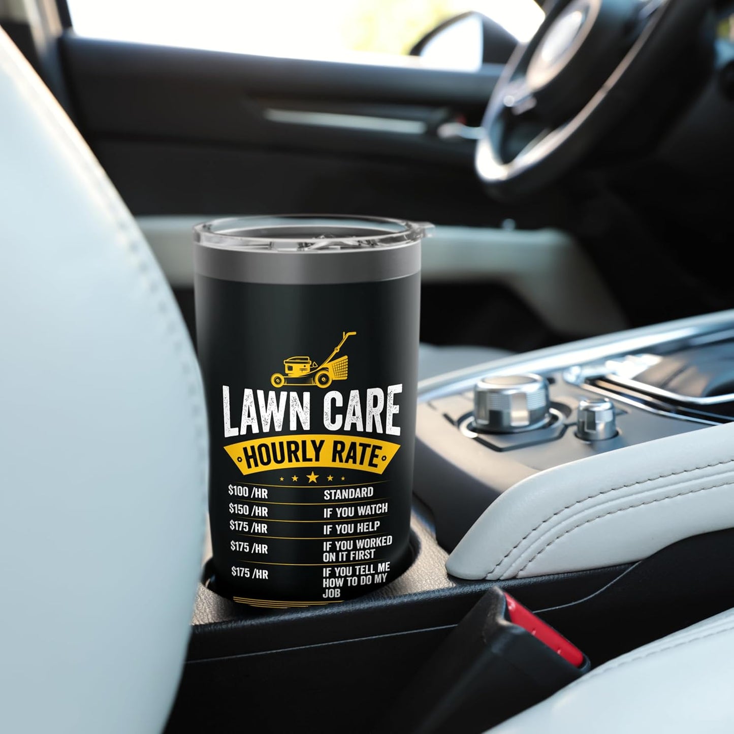 Lawn Care Hourly Rate Funny Lawn Mowing Dad Lawn Mower Stainless Steel Insulated Tumbler