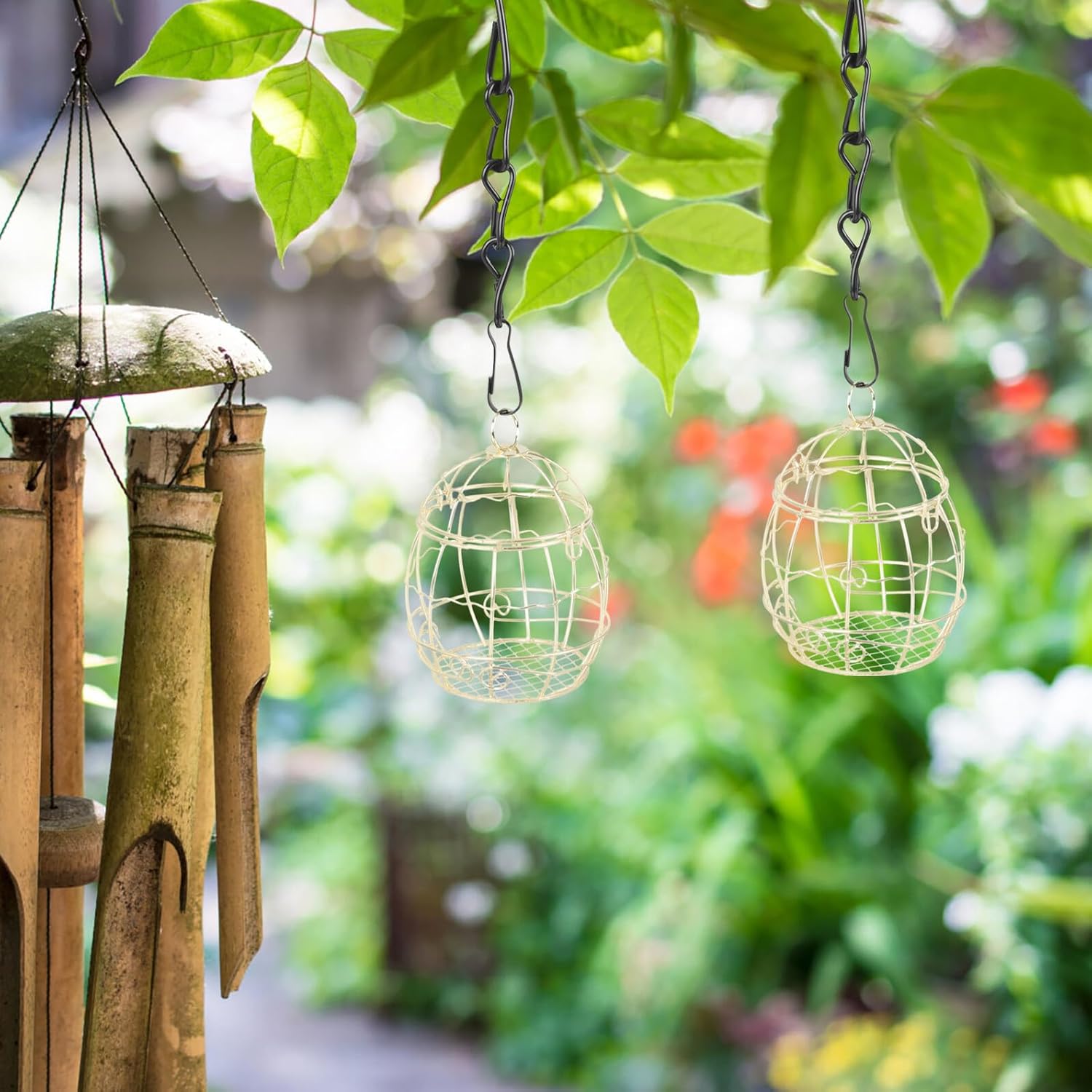 Milisten 2pcs Outdoor Hanging Bird Feeder Cage Metal Wire Small Swing 