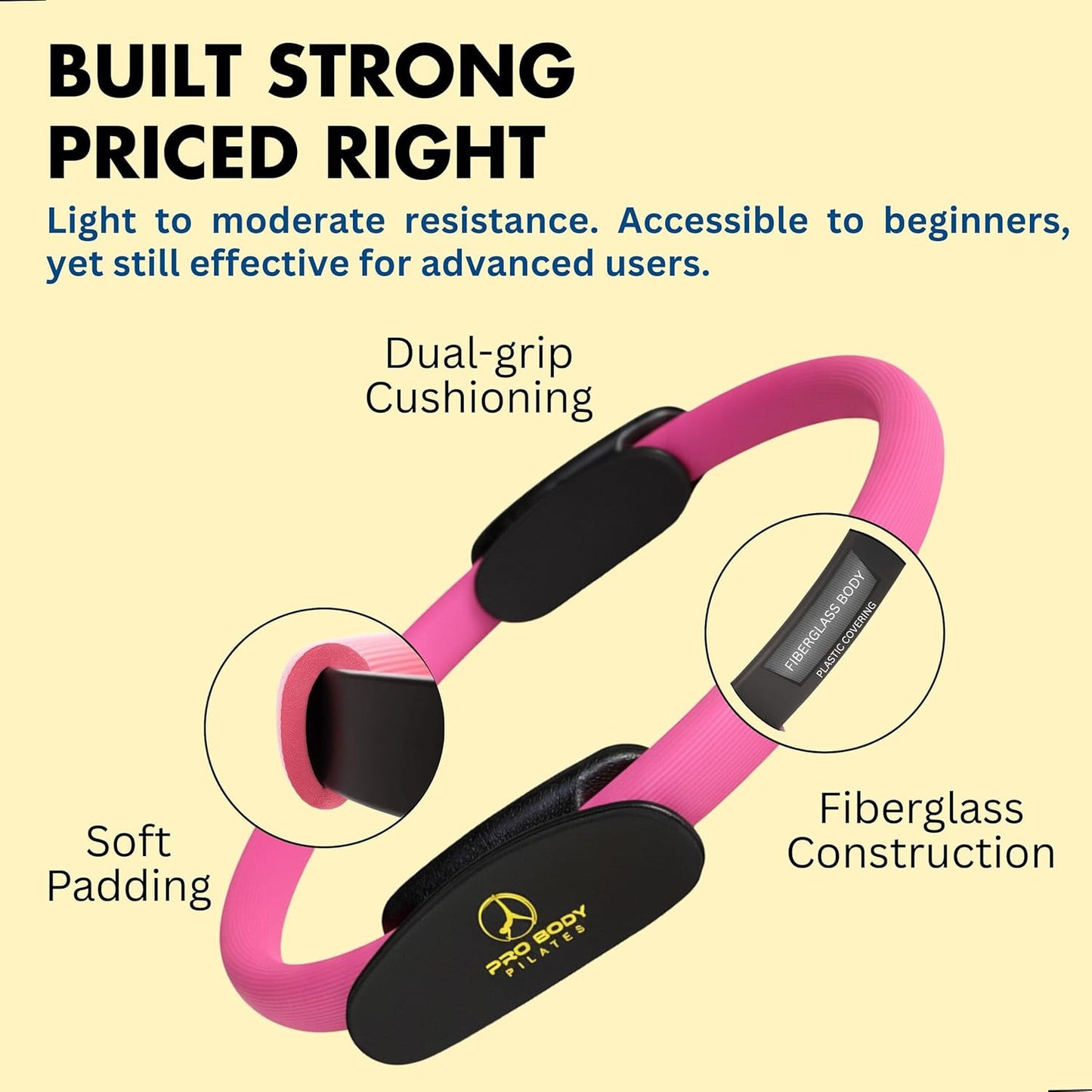 ProBody Pilates Fitness Circle – 14 Inch Pilates Ring for Focusing on Toning Inner Thighs, Arms, and Core