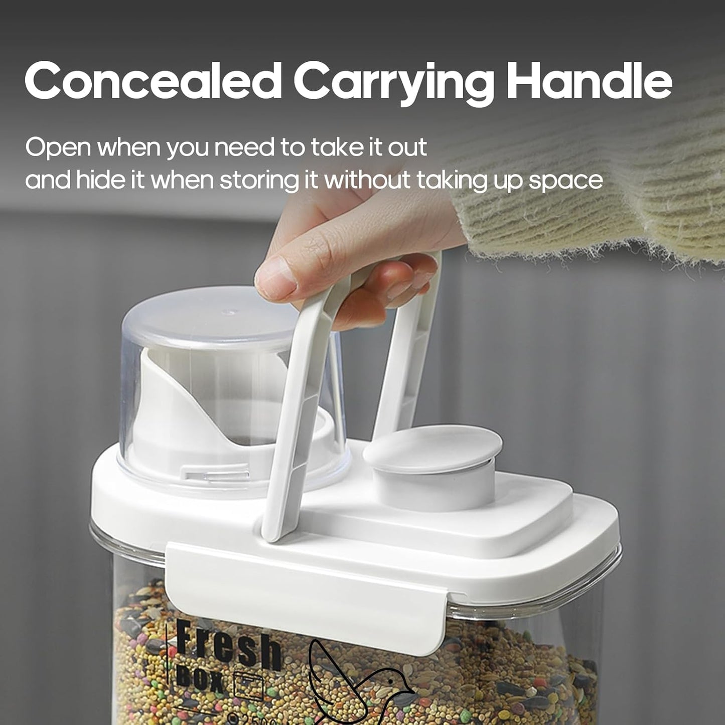 3 Qt/2.8 L Bird Seed Storage Container with Lids Airtight Measuring Cup, Bird Seed Dispenser Pet Food Container Are Used to Store Bird Food, Chicken Feed BPA Free (2.8L, Green)