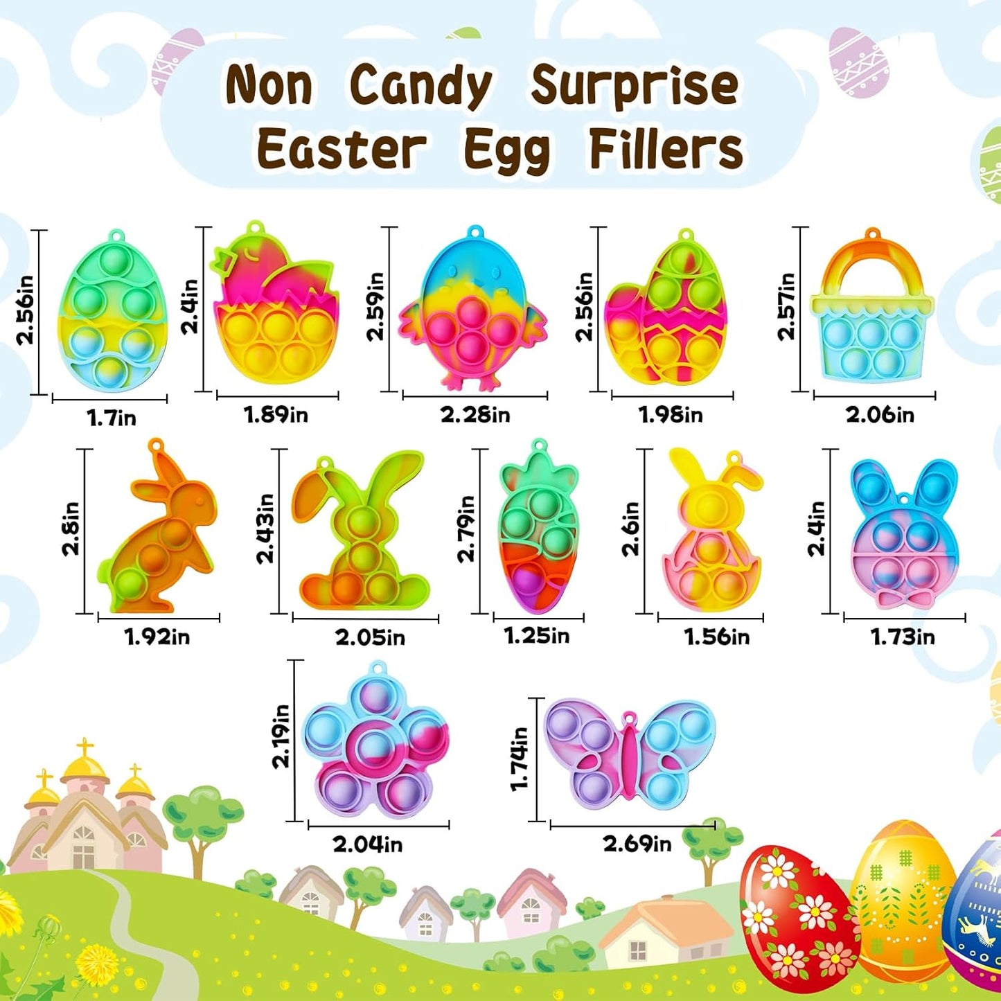 84Pcs Easter Party Favors for Kids,Easter Egg Fillers Basket Stuffers,Fidget Toys Bulk Its Birthday Gifts for Toddlers Adult,Classroom Prizes Box,Goodie Bag Stuffers,Treasure Chest Toy,Bubbles Poppers