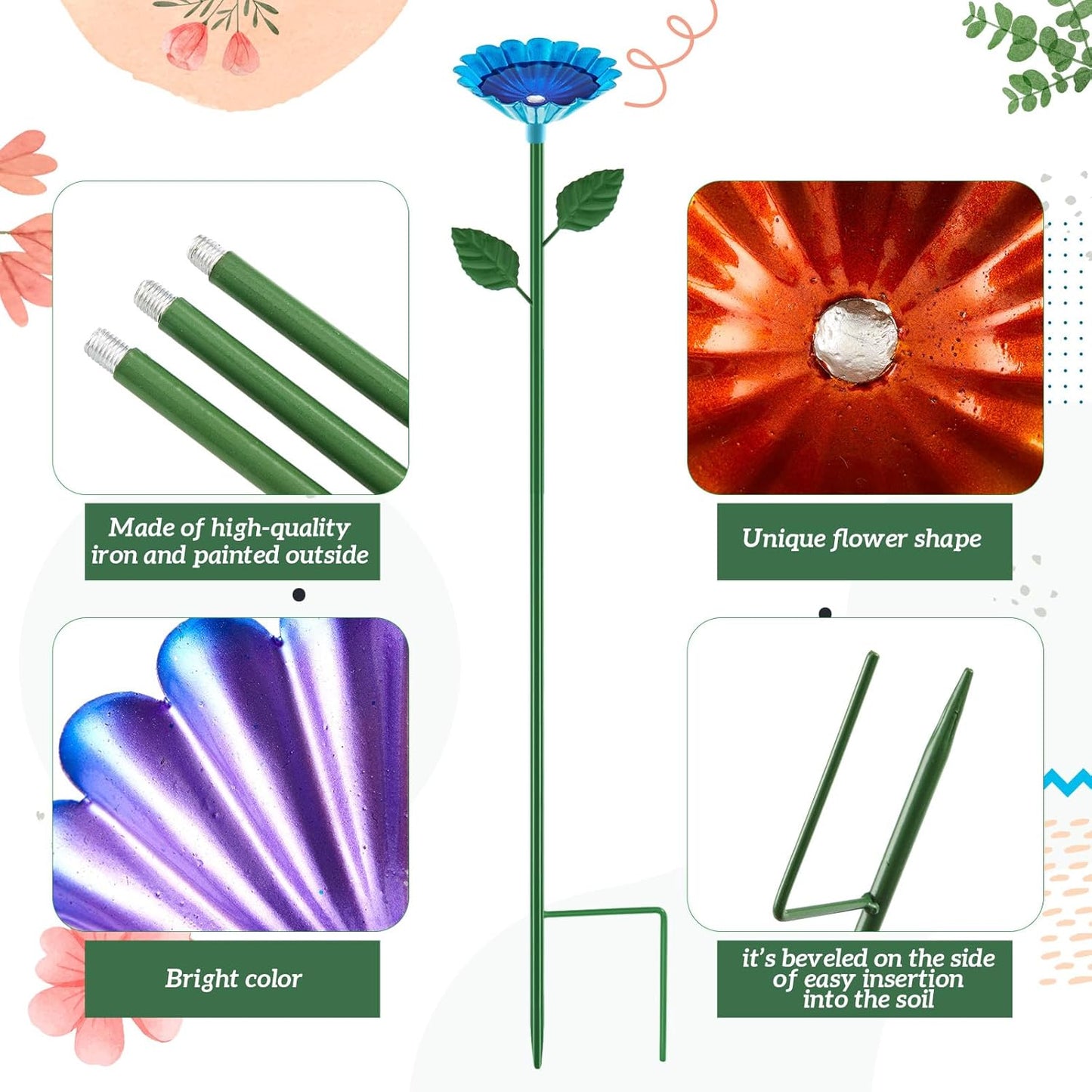 8 Pcs Large Bee Watering Station 25 x 2.6 Inch Metal Vivid Flower Bee Water Feeder for Garden Butterfly Feeders for Outdoors Colorful Butterfly Bath Bowl for Bird Insect Outside Yard