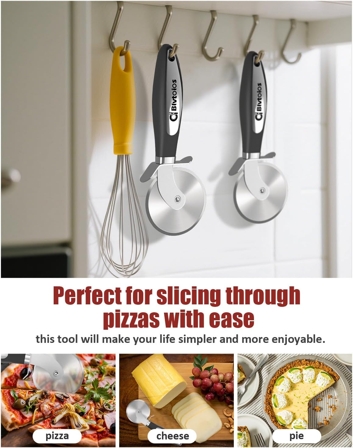 Premium Pizza Cutter, Multi-Purpose Stainless Steel Pizza Cutter Wheel