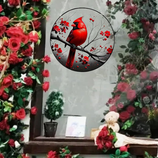 7.9'' Acrylic Stunning Northern Cardinal Window Suncatcher - Handmade Acrylic Window Decoration, Vibrant Colors, Perfect for Bird Lovers, Home Decor, and Gifts