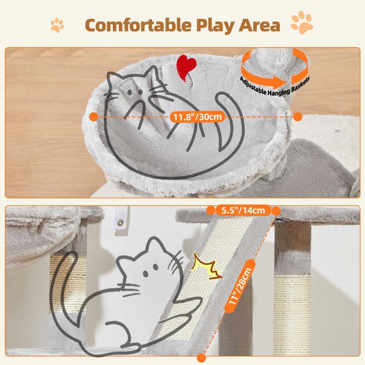 Taoqimiao Cat Tree,38.2-Inch Cat Tower for Indoor Cats,Suitable for Ki