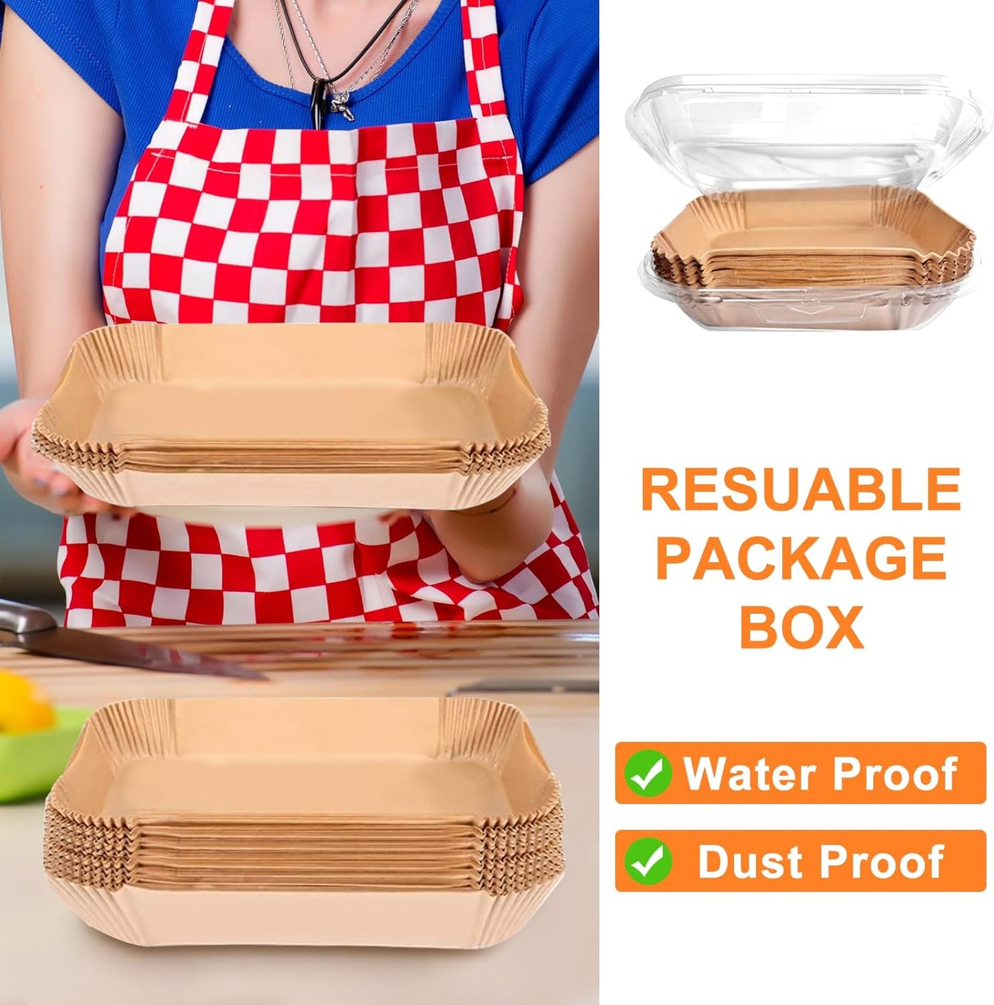 200PCS Air Fryer Liners for Ninja: Higher Non-Stick Disposable Parchment Paper Liner for Ninja DZ201/DZ401 Dual Airfryer Baking - Food Grade Ninja Air fryer Accessories (Rectangle - 8.6 x 5.5 inch)