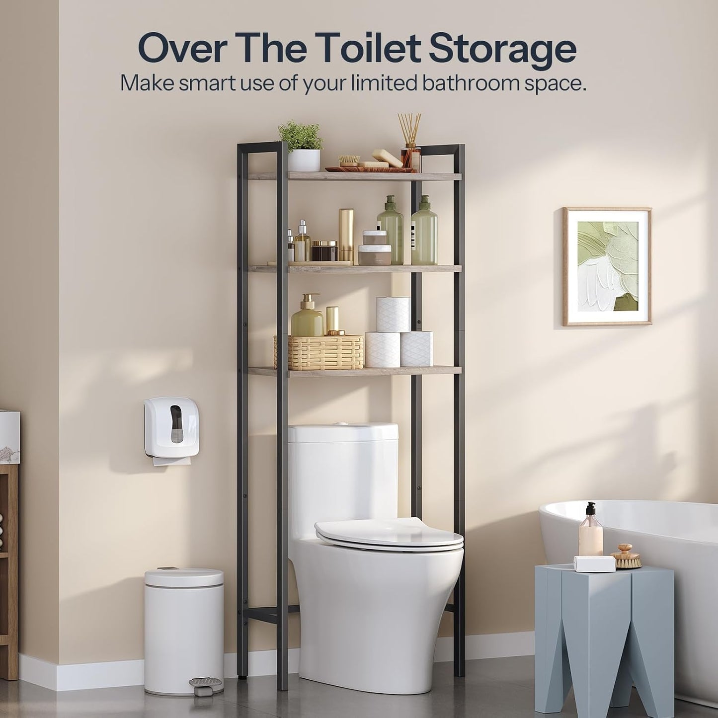 HOOBRO Over The Toilet Storage, 3-Tier Bathroom Organizer Shelf Over T