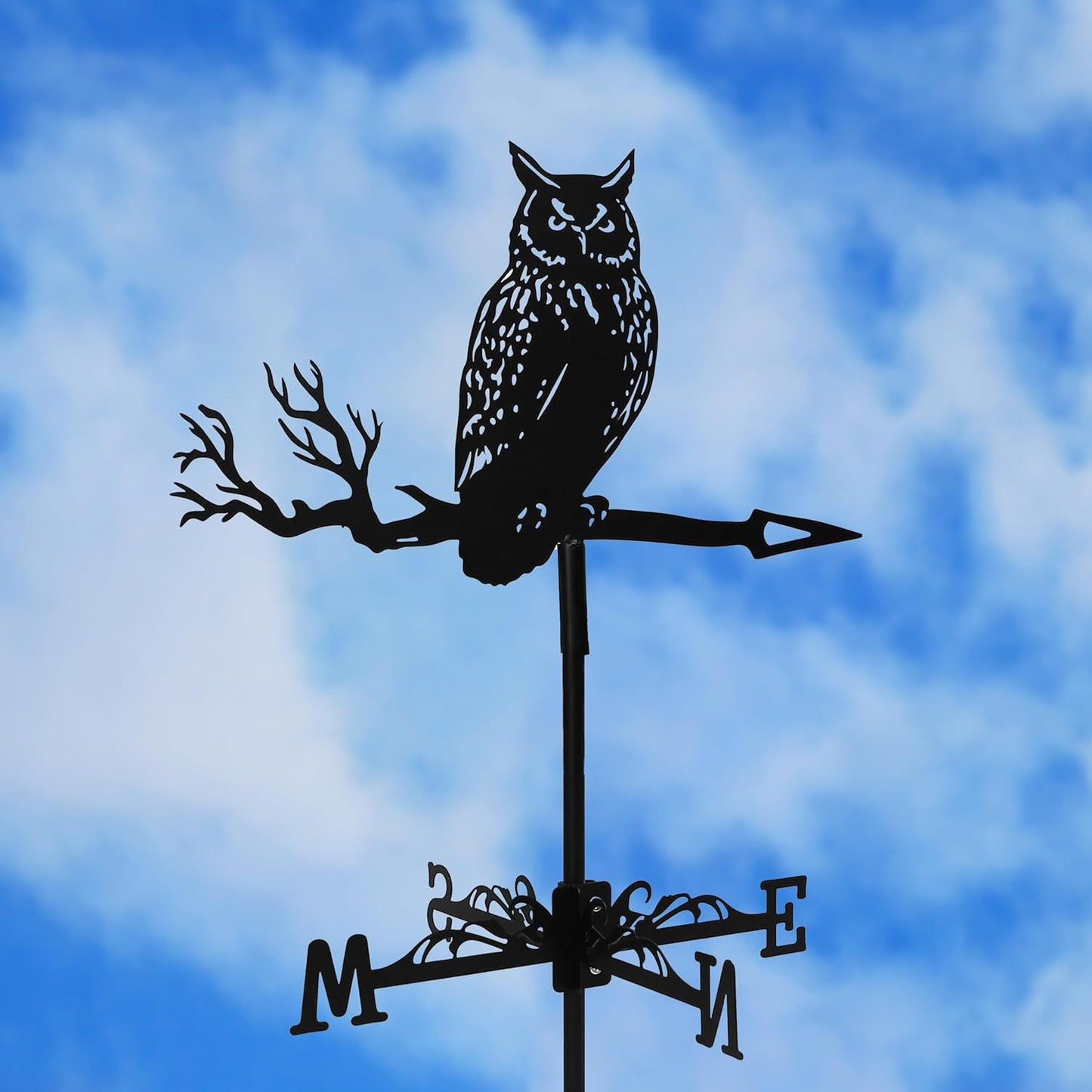 Wind Weathervanes for Roofs Mount with Creative Black Owl Shapes & Metal Material | Mini Weather Vain/Vein for Sheds, Courtyard, and Garden Fence Decoration Outdoor (Owl, 1PC)