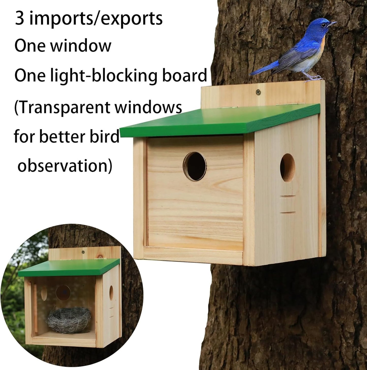 STARSWR Bird House Large Bluebird House Feeder Outdoor Mealworms Feeder for Bluebird with Viewing Window,with Easy Clean Removable Door Outside Hanging Birdhouses
