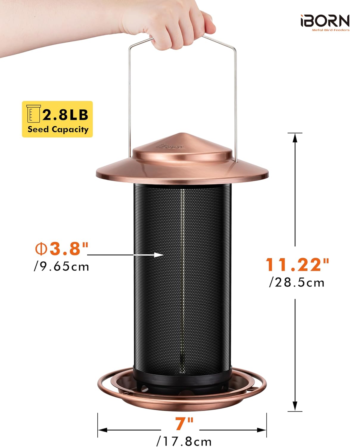 iBorn Bird Feeders for Outdoors, All Metal Mesh Tube, Holding Bird See
