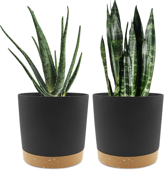 QCQHDU 8 inch Plant Pot, 2 Pack Planters for Indoor Plants with Draina