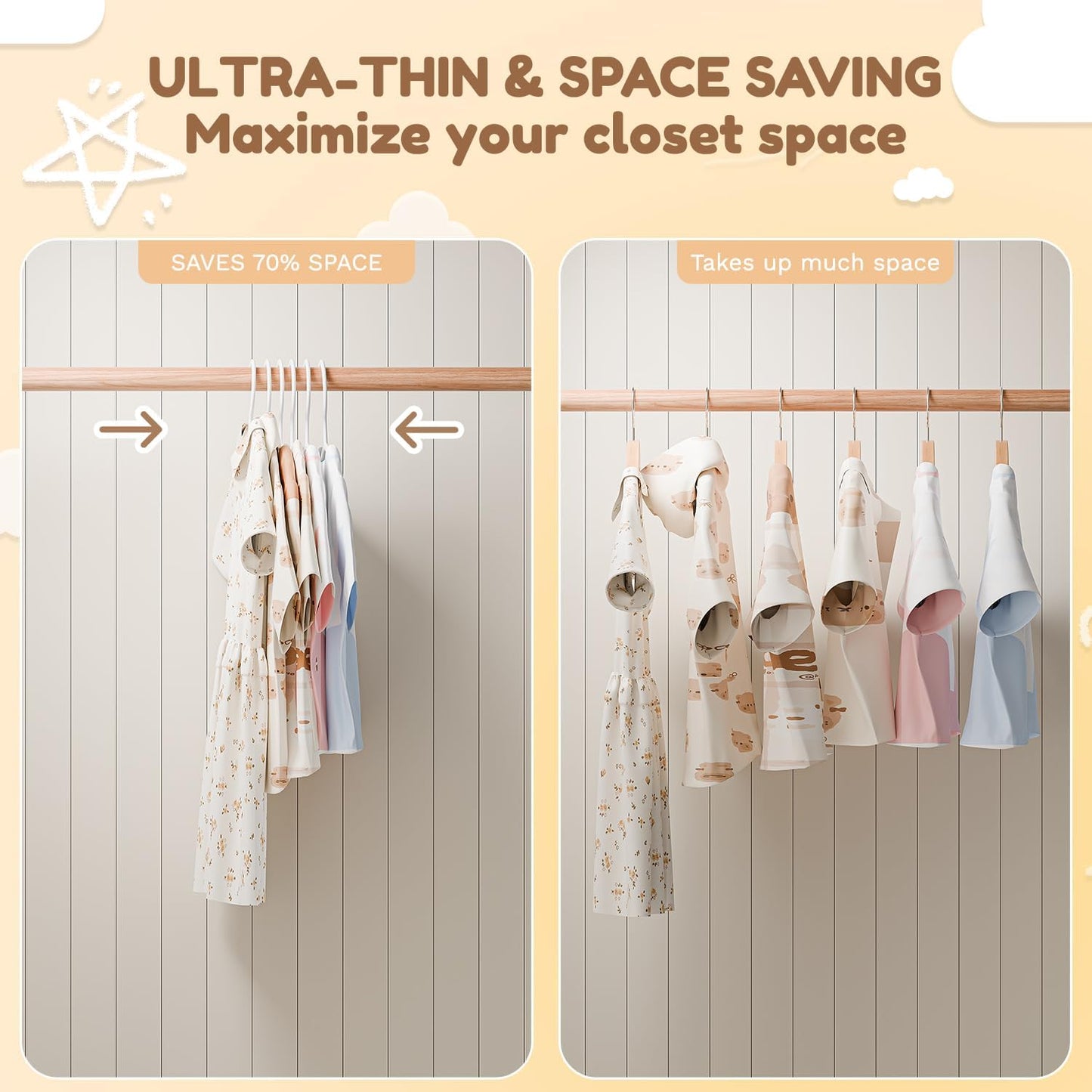 Kids Plastic Hangers, Baby Clothes Hangers for Closet 50 Packs Non-Slip Toddler Hangers for Infant Child Clothing, Small Children, for Pants Coats Skirts (White)