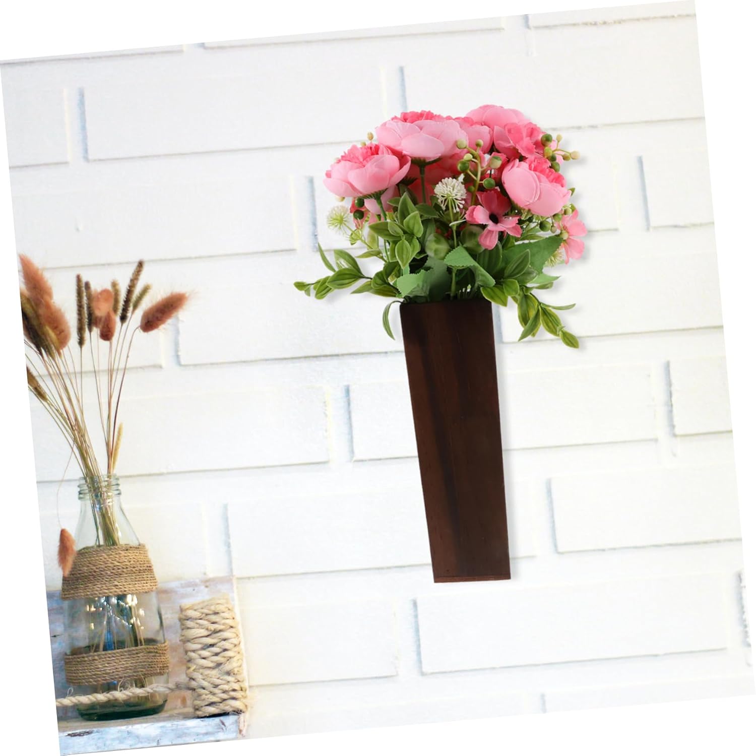 PRETYZOOM Wooden Wall Vase Rustic Farmhouse Decor for Indoor Plants El