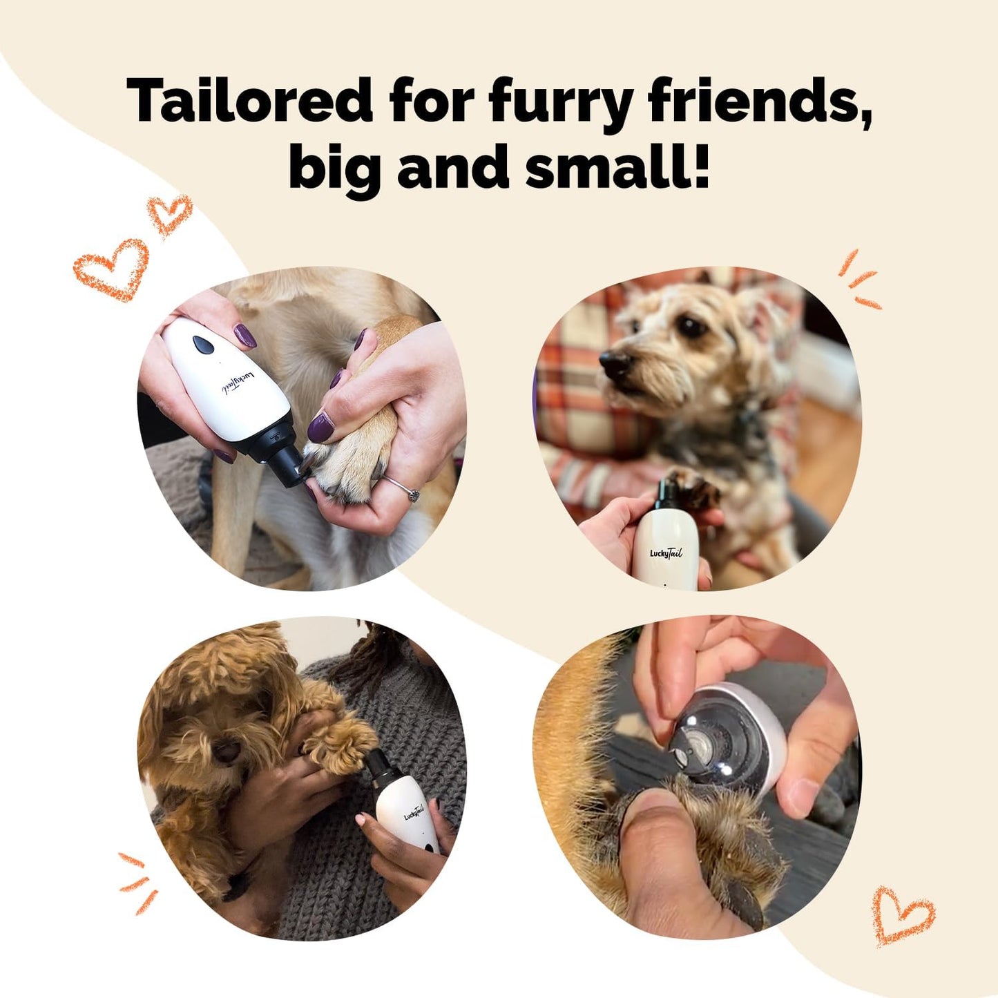 LuckyTail Pet Nail Grinder for Dogs and Cats - Super Quiet and Low Vib