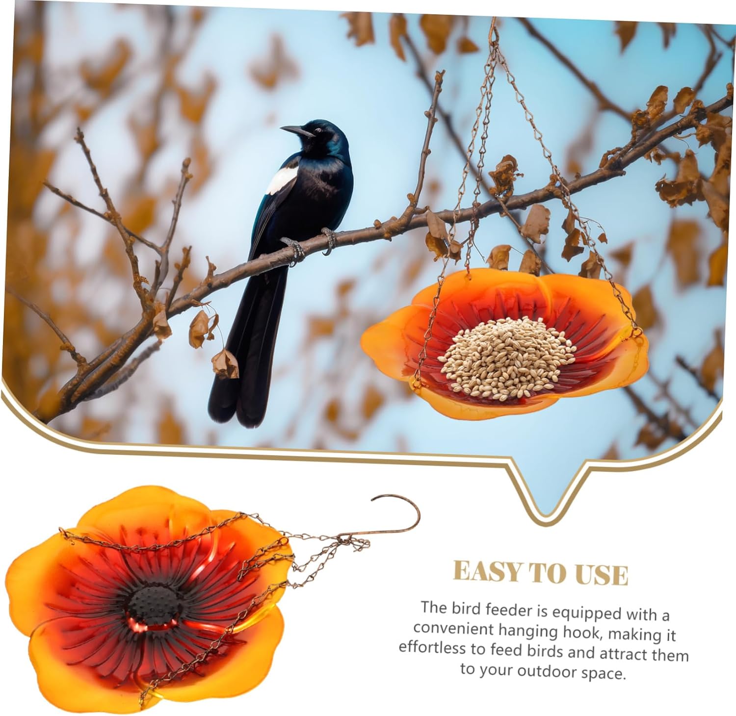Milisten Pigeon Hanging Bird Feeder Metal Outdoor Bird Food Container 