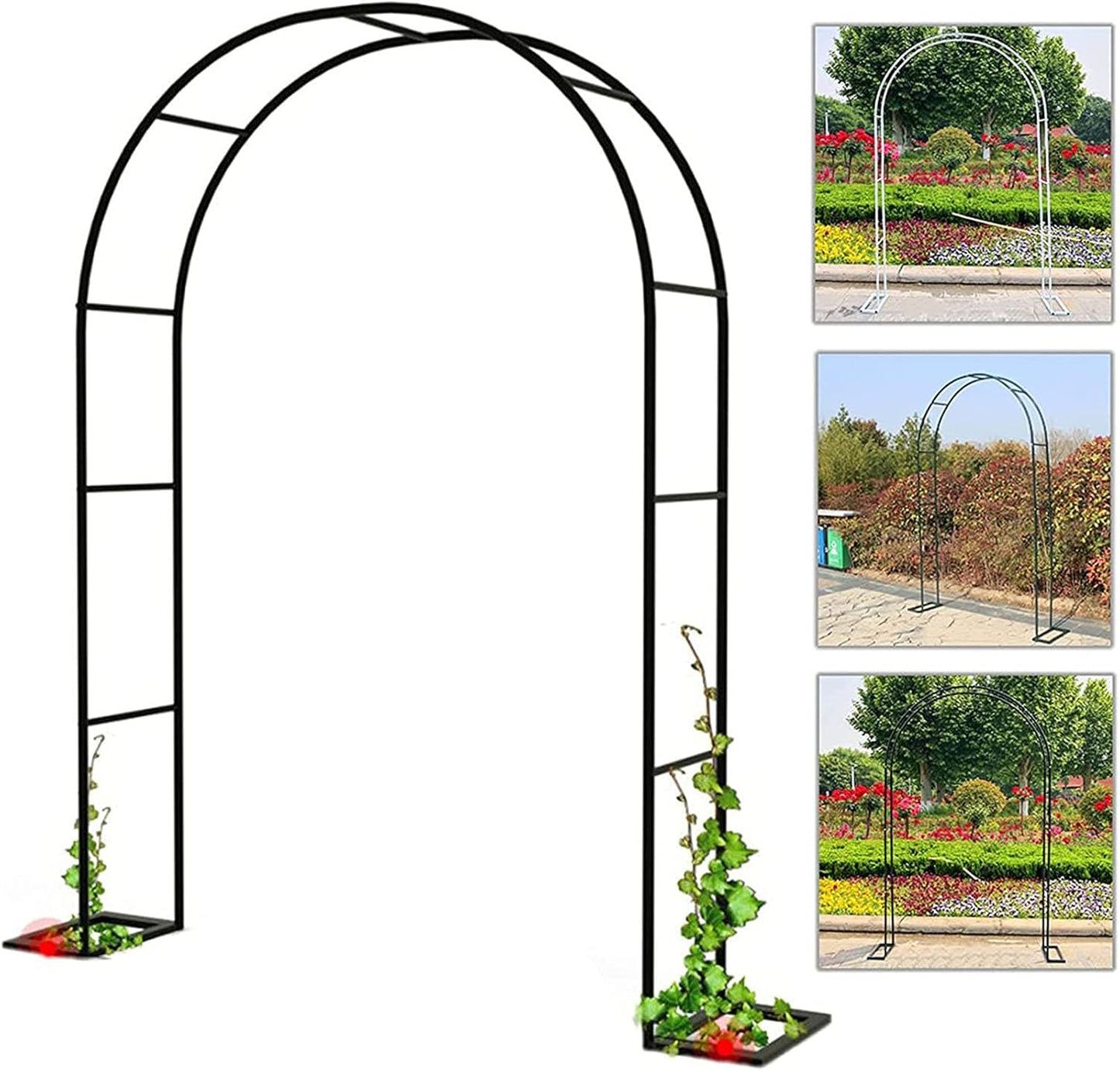 Heavy Duty Metal Garden Arch - Wrought Iron Flower Stand for Climbing Plants, Wedding Decor, Arbor Entrance, Trellis & Bridal Party Decoration