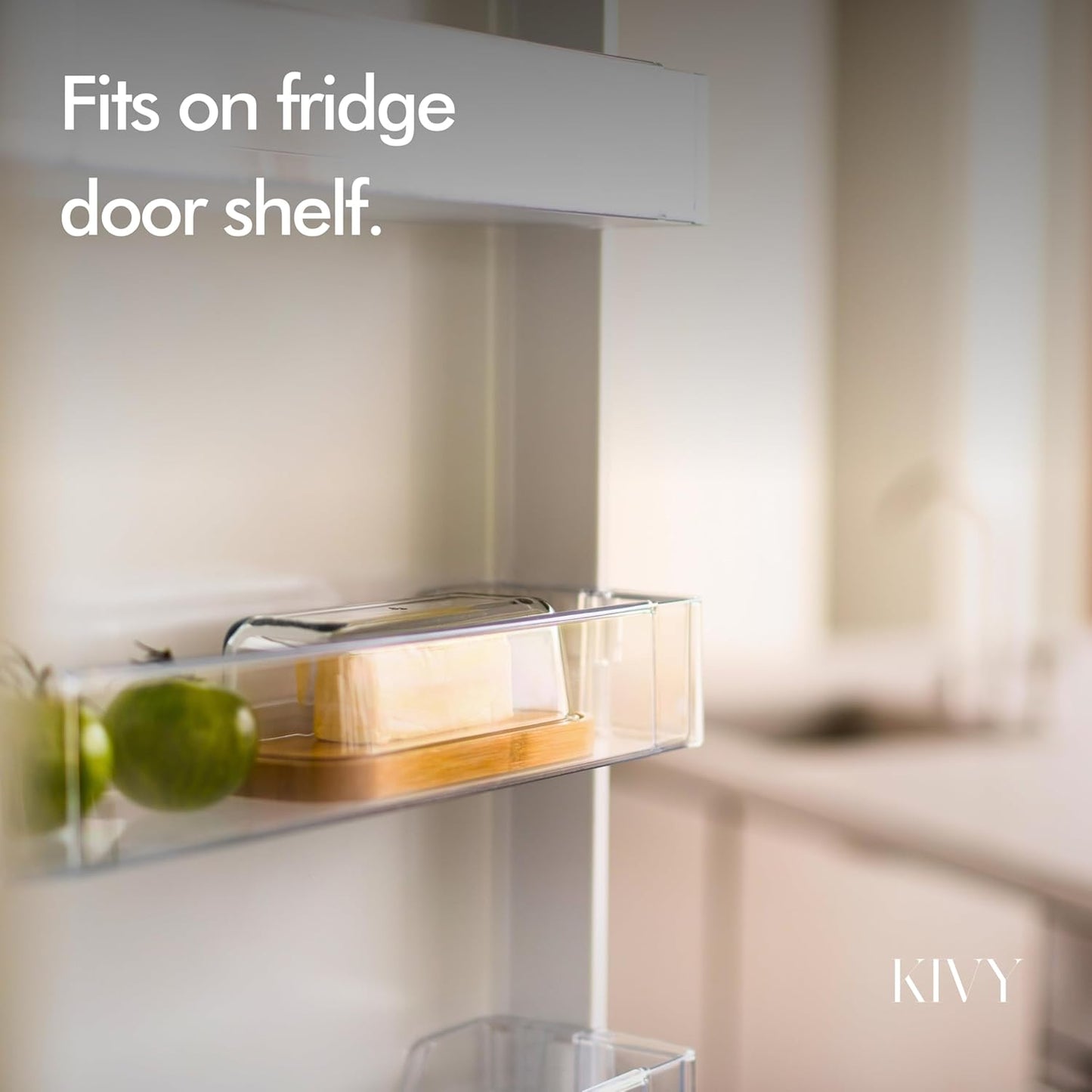 KIVY Glass butter dish with airtight lid that keeps butter soft - For 