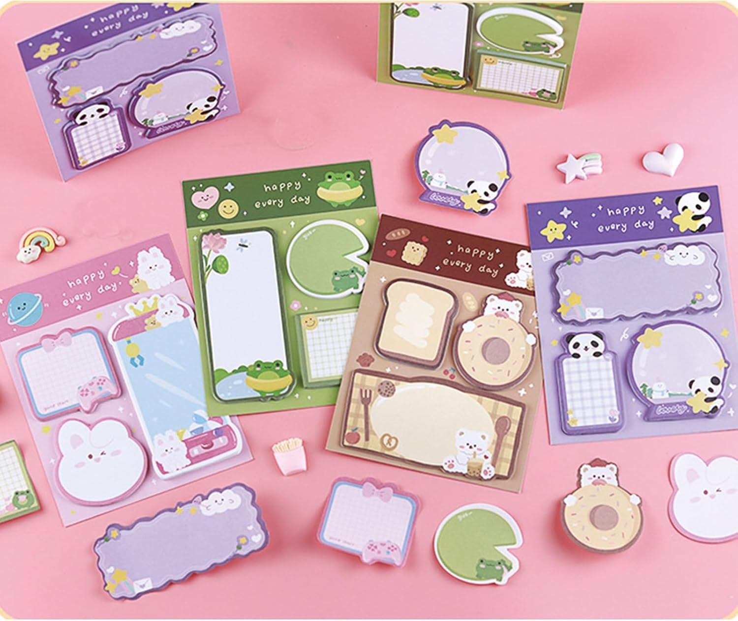 4 Pack Cute Sticky Notes Cartoon Animal Sticky Memo Pads Kawaii Small 