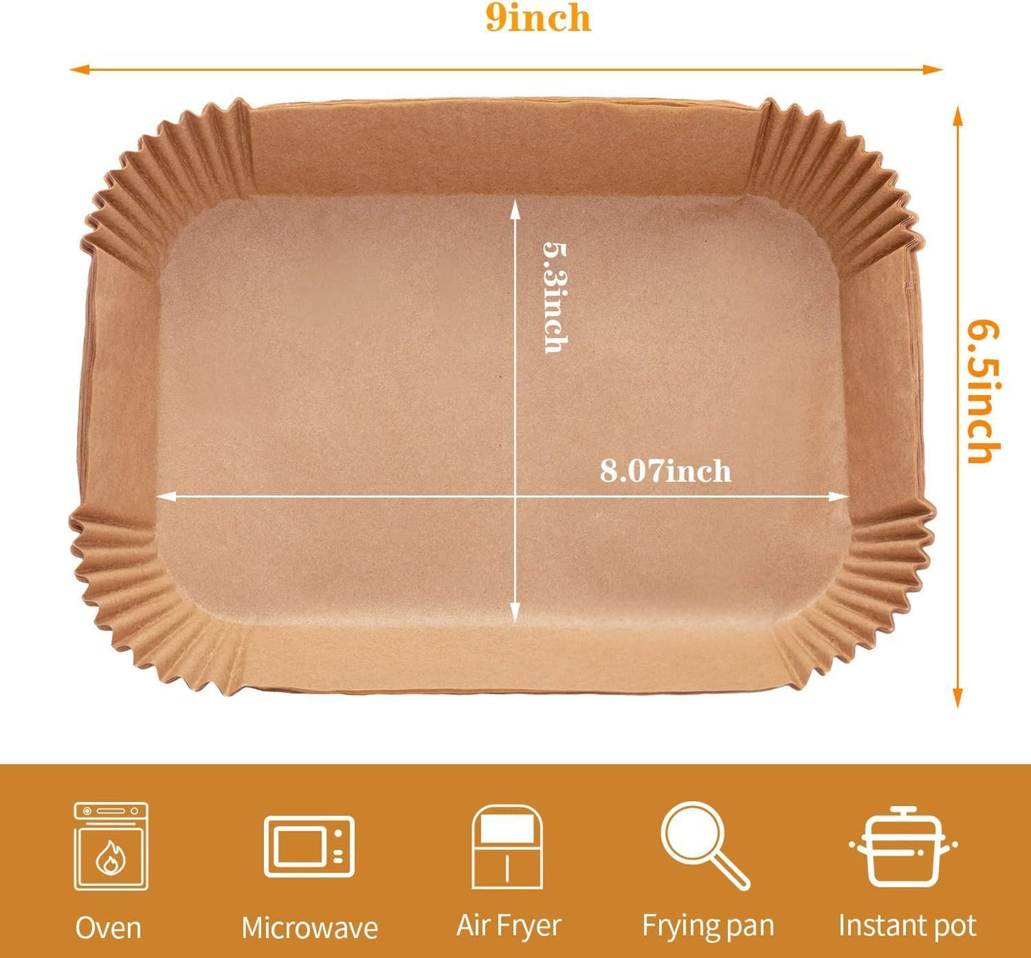 Air Fryer Disposable Paper Liner, 100PCS Food Grade Parchment Liners for Ninja DZ201, Air Fryer Accessories Baking Paper (9 * 6, Natural)