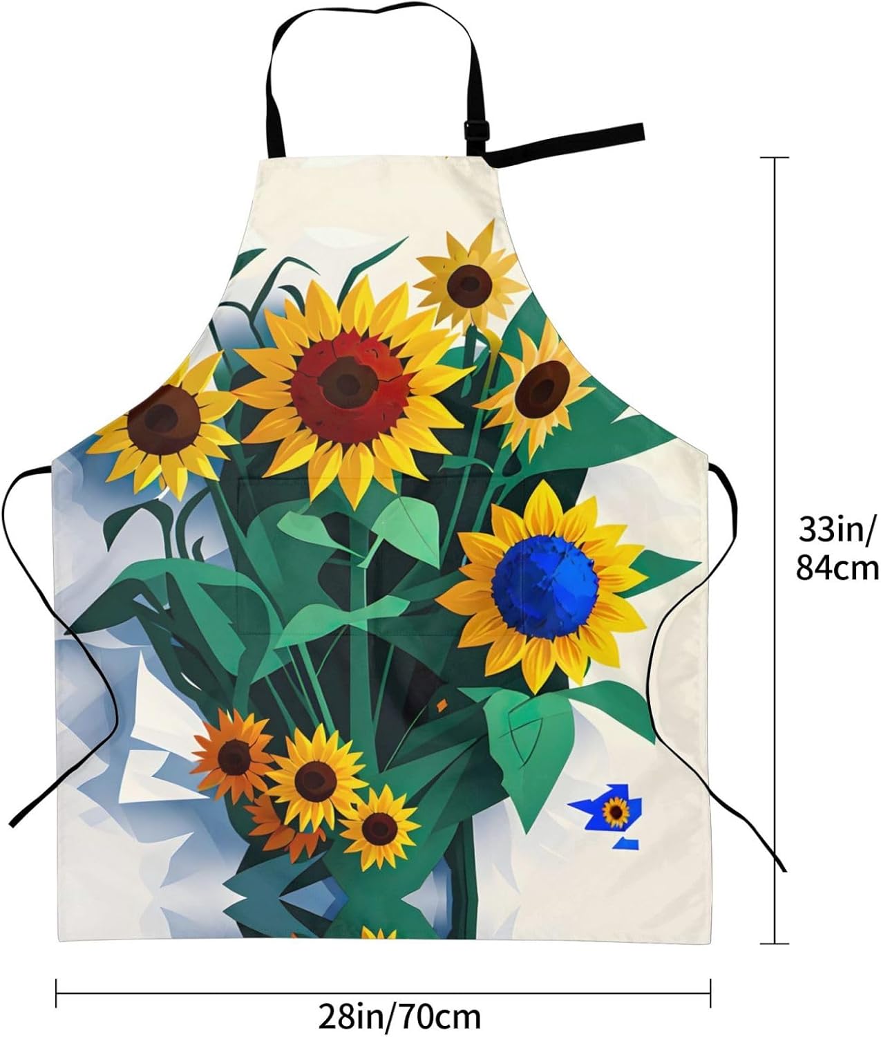 Sunflower bee print Waterproof chef's apron with pocket apron for kitc